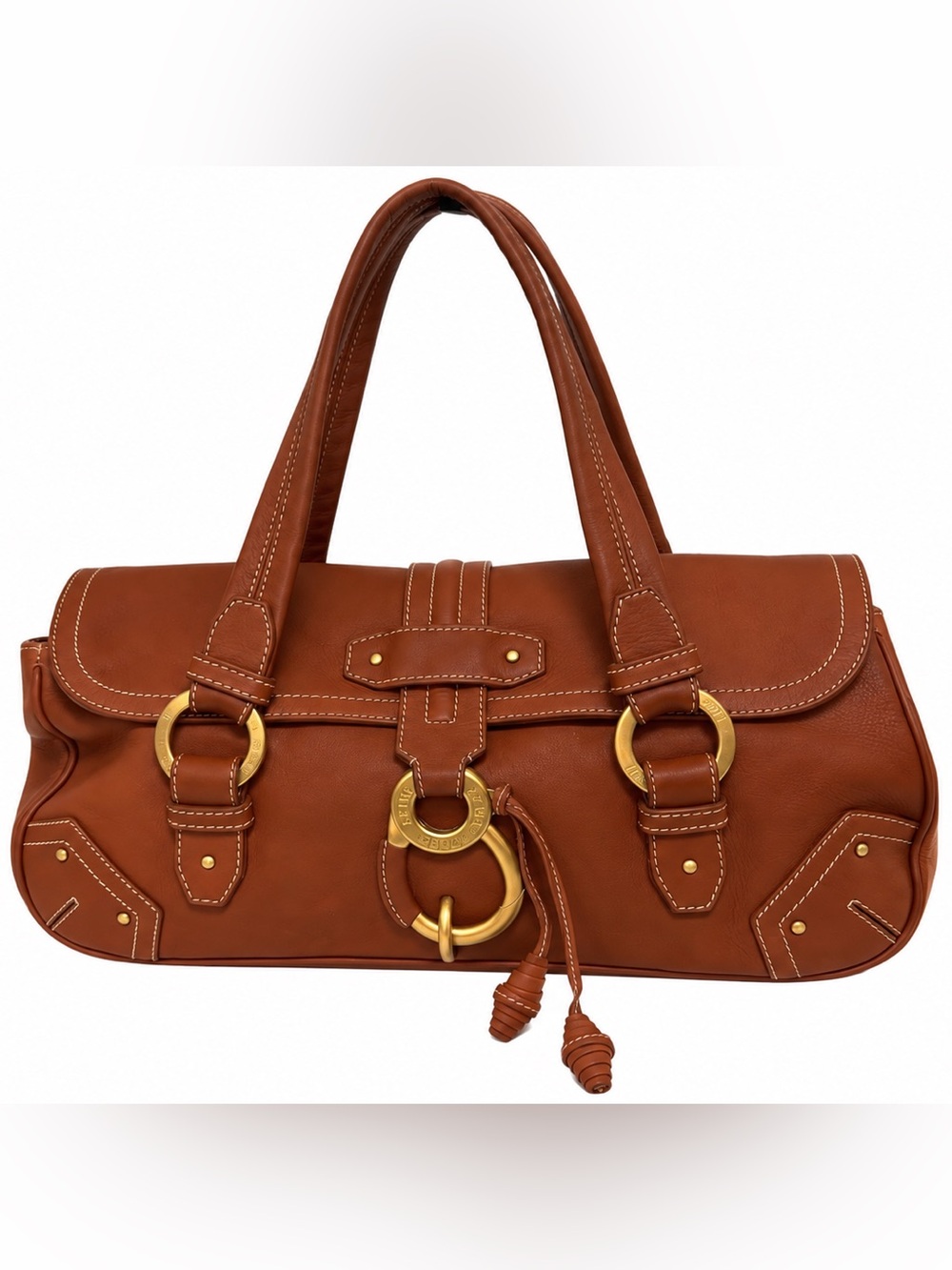 Bally Brown Leather Satchel Bag Top Handle Shoulder Handbag
